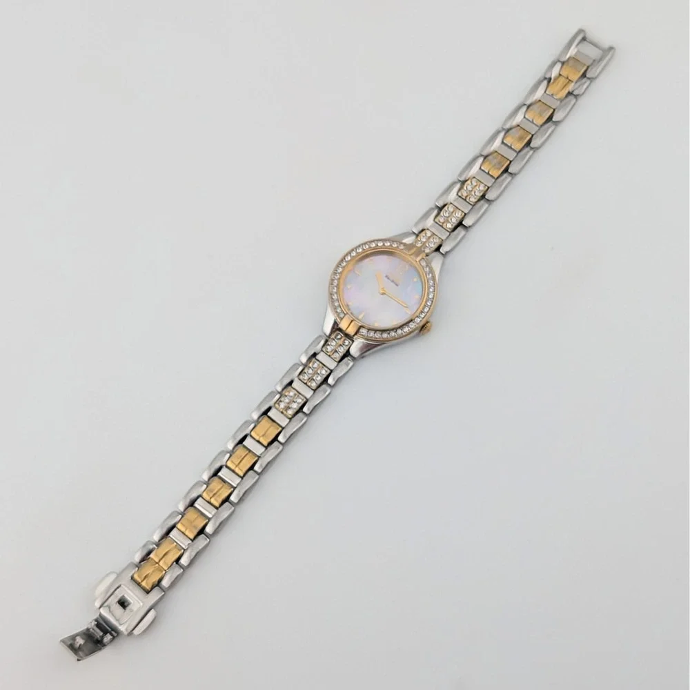 Citizen Stiletto Eco-Drive Diamond Bezel MOP Two-Tone Watch B023-S076382 23mm